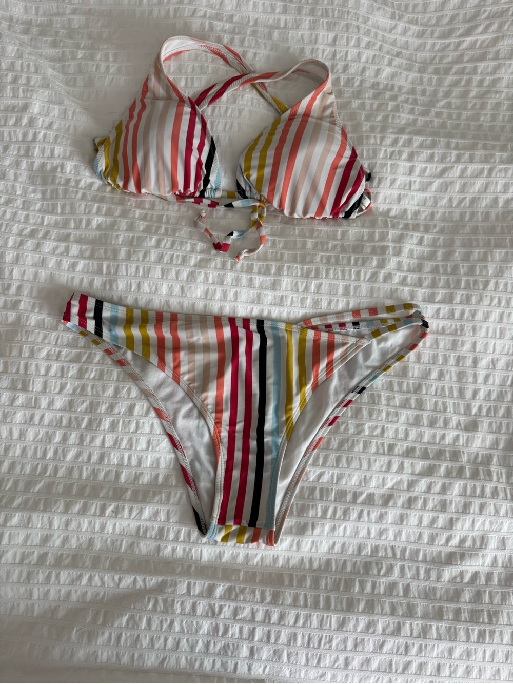 Express Striped Multicolor Bikini Top and Bottom